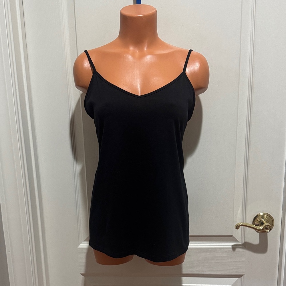 ANN TAYLOR Black V Neck Cami L Large $40 EUC KL